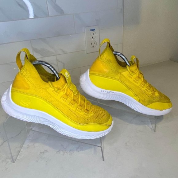 Under Armour Curry TB 8 Flow Smooth Butter Yellow White Men's Shoe 7y Euro 40 - Picture 5 of 8